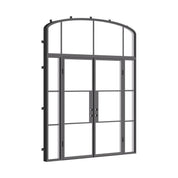 Air 4 double flat steel door with sidelights and mini arch window, automotive painted frame