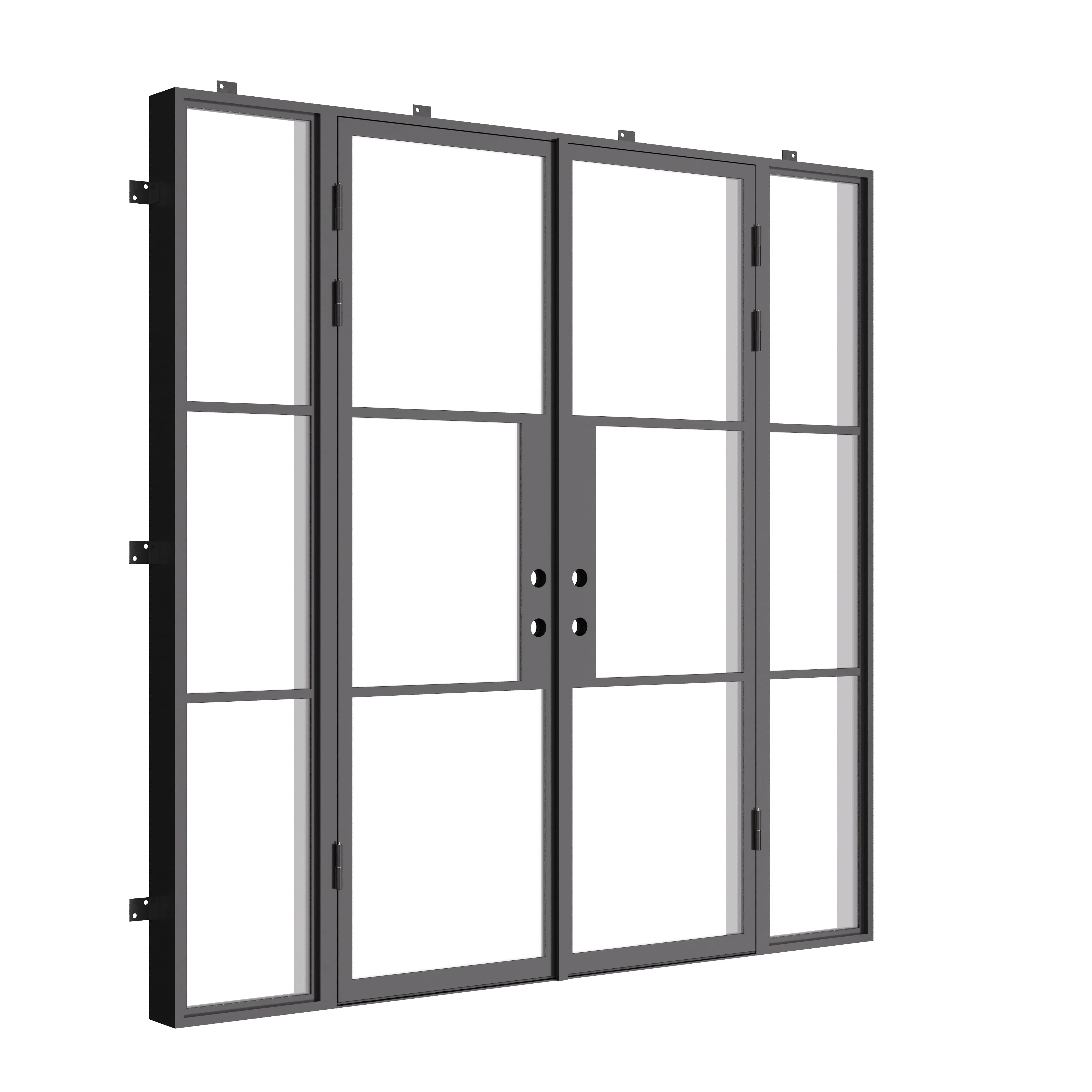 Air 4 double flat exterior doors with side glass and modern narrow sightlines