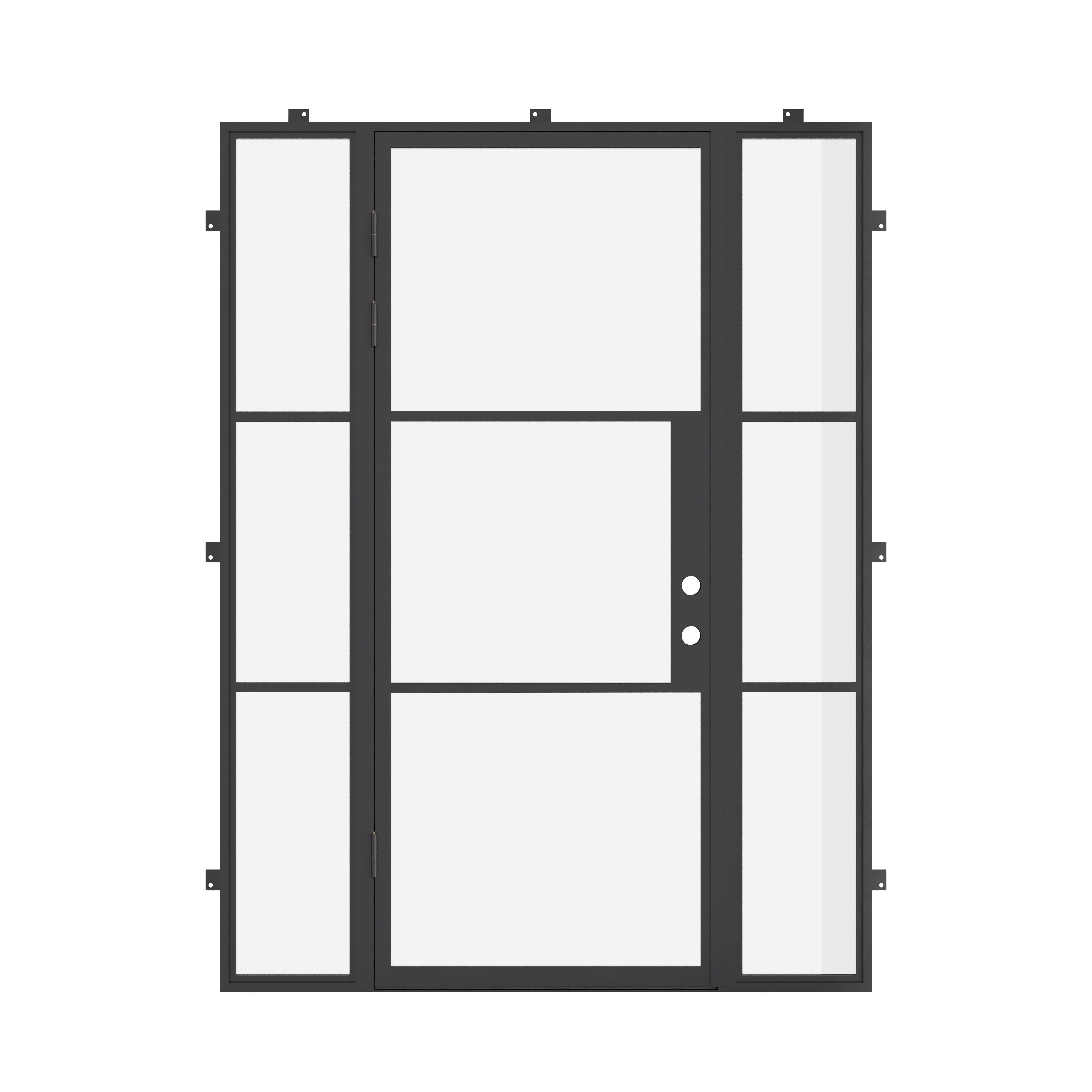 Air 4 single flat front door with sidelites and insulated tempered glass