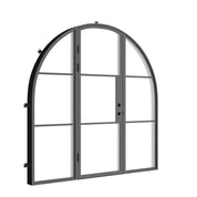 Air 4 full arch steel entry door with sidelights and narrow profiles