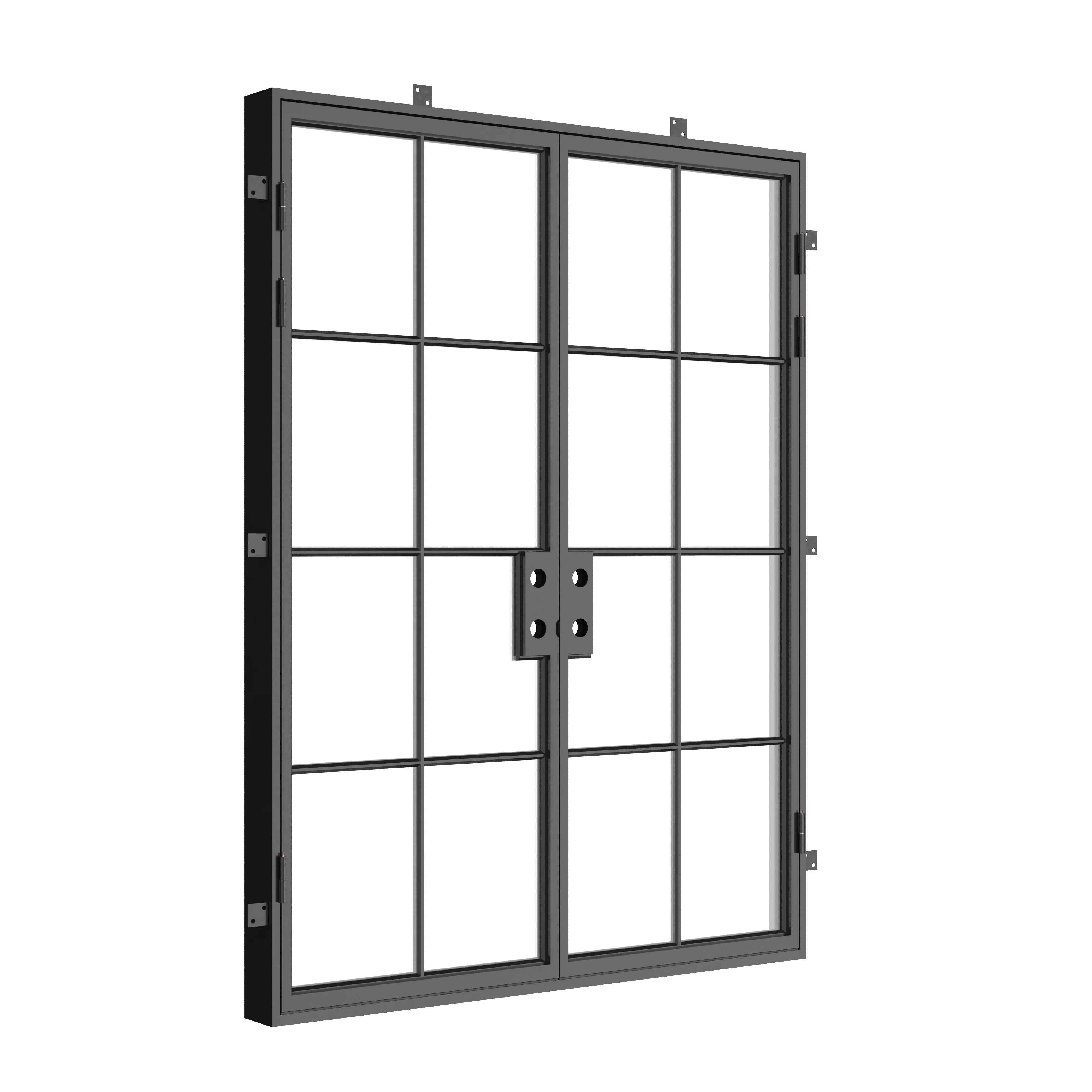 contemporary double steel doors with thermal barrier frame
