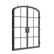 Contemporary double mini arch cold-rolled steel door with safety glass