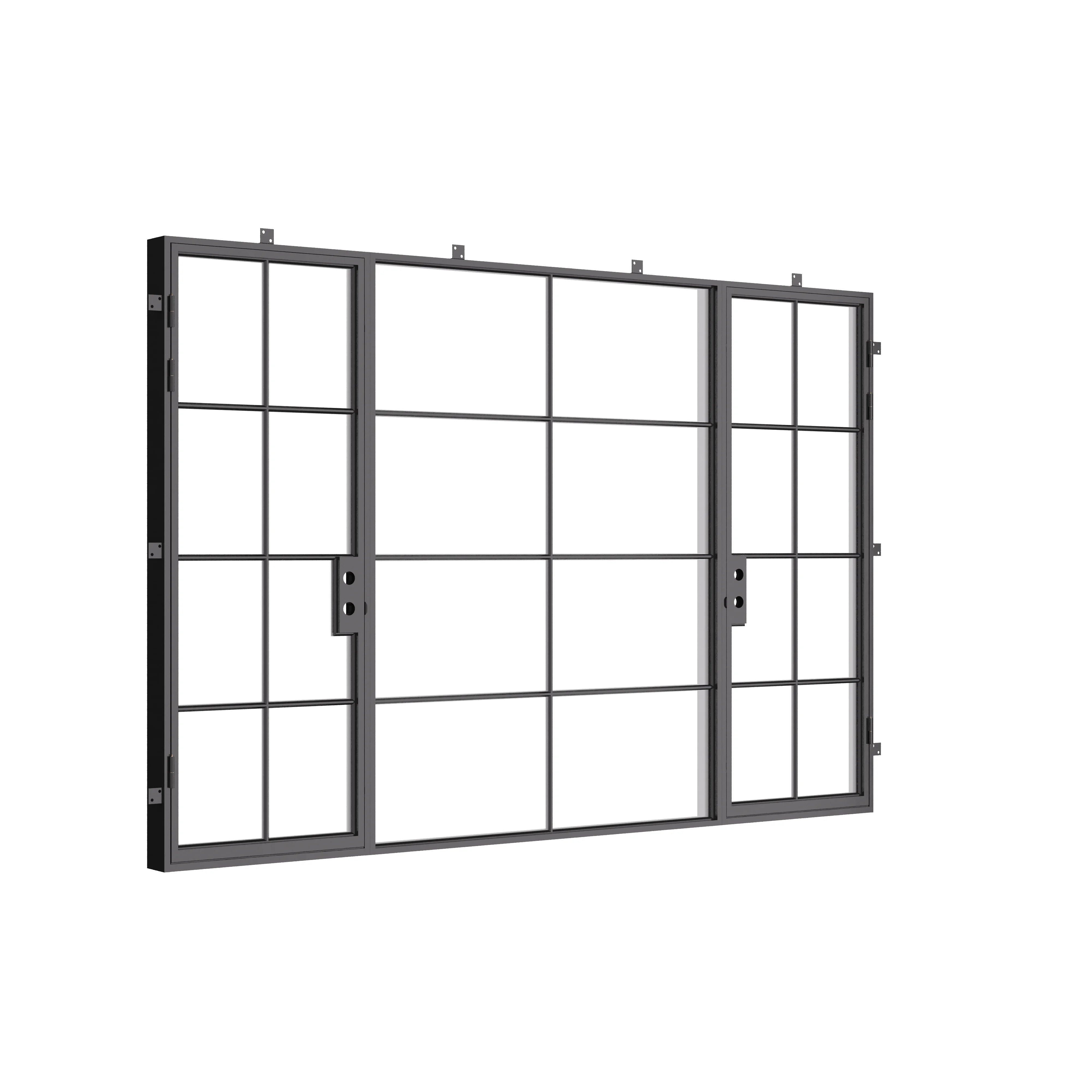 architectural dual single steel doors with center lite and thermal barrier