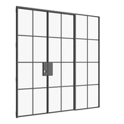 Air 5 double flat interior doors with left sidelight hot-rolled steel factory style design