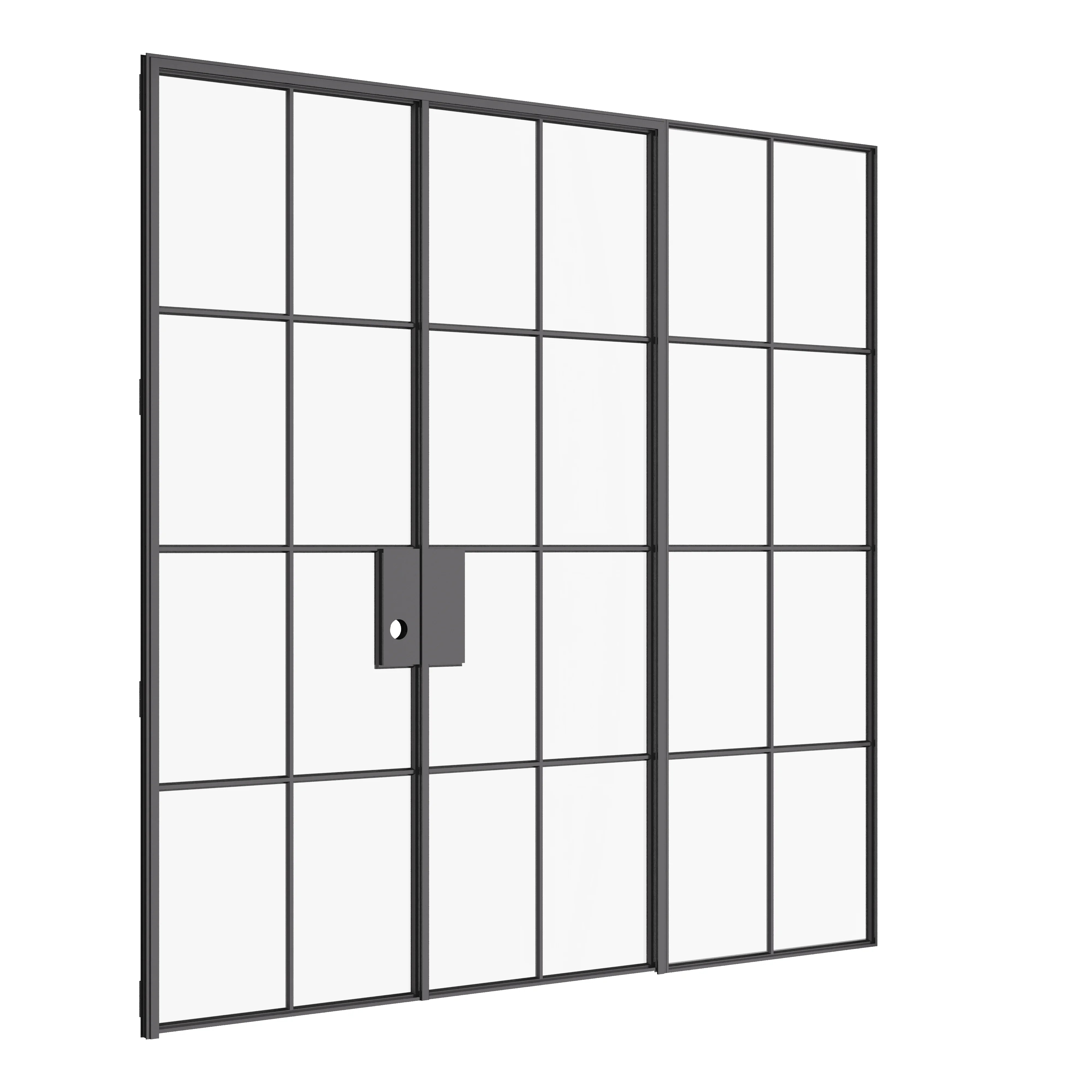 Air 5 double flat interior doors with left sidelight hot-rolled steel factory style design