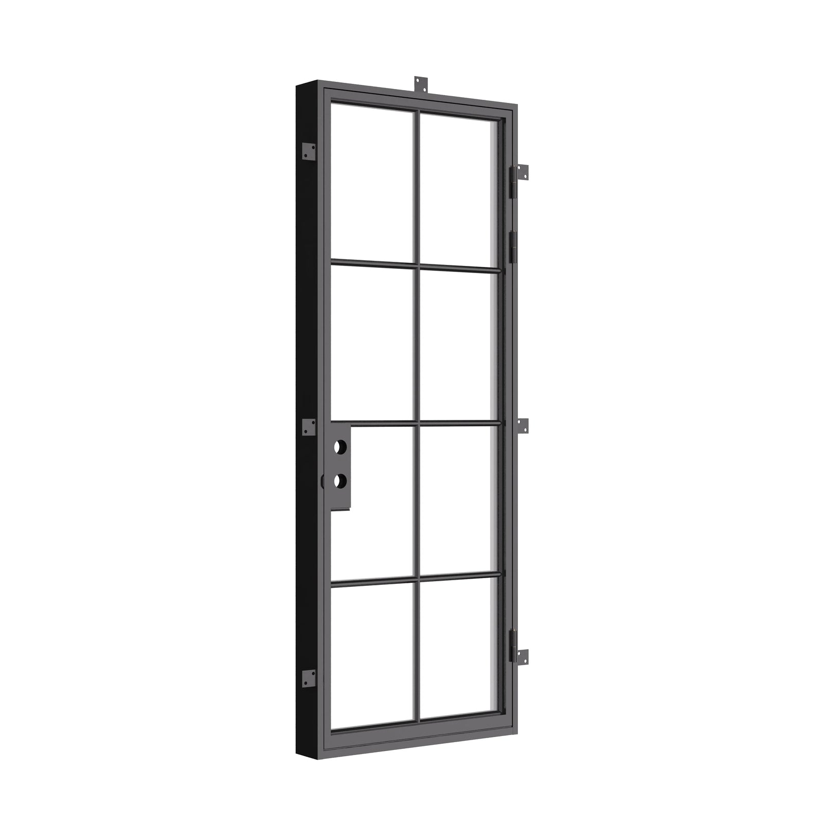 Luxury single flat exterior steel door with welded frame and tempered glazing