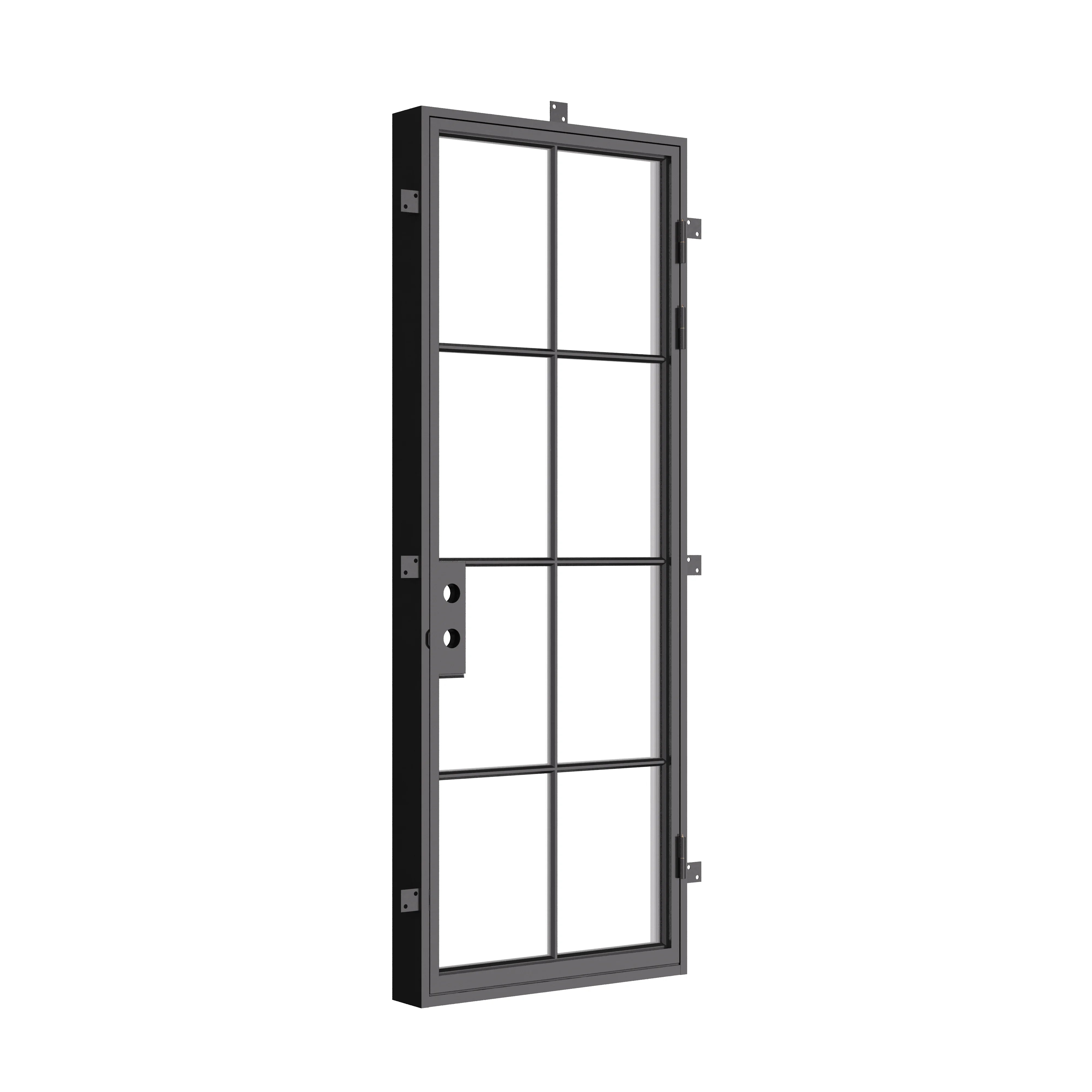 Luxury single flat exterior steel door with welded frame and tempered glazing