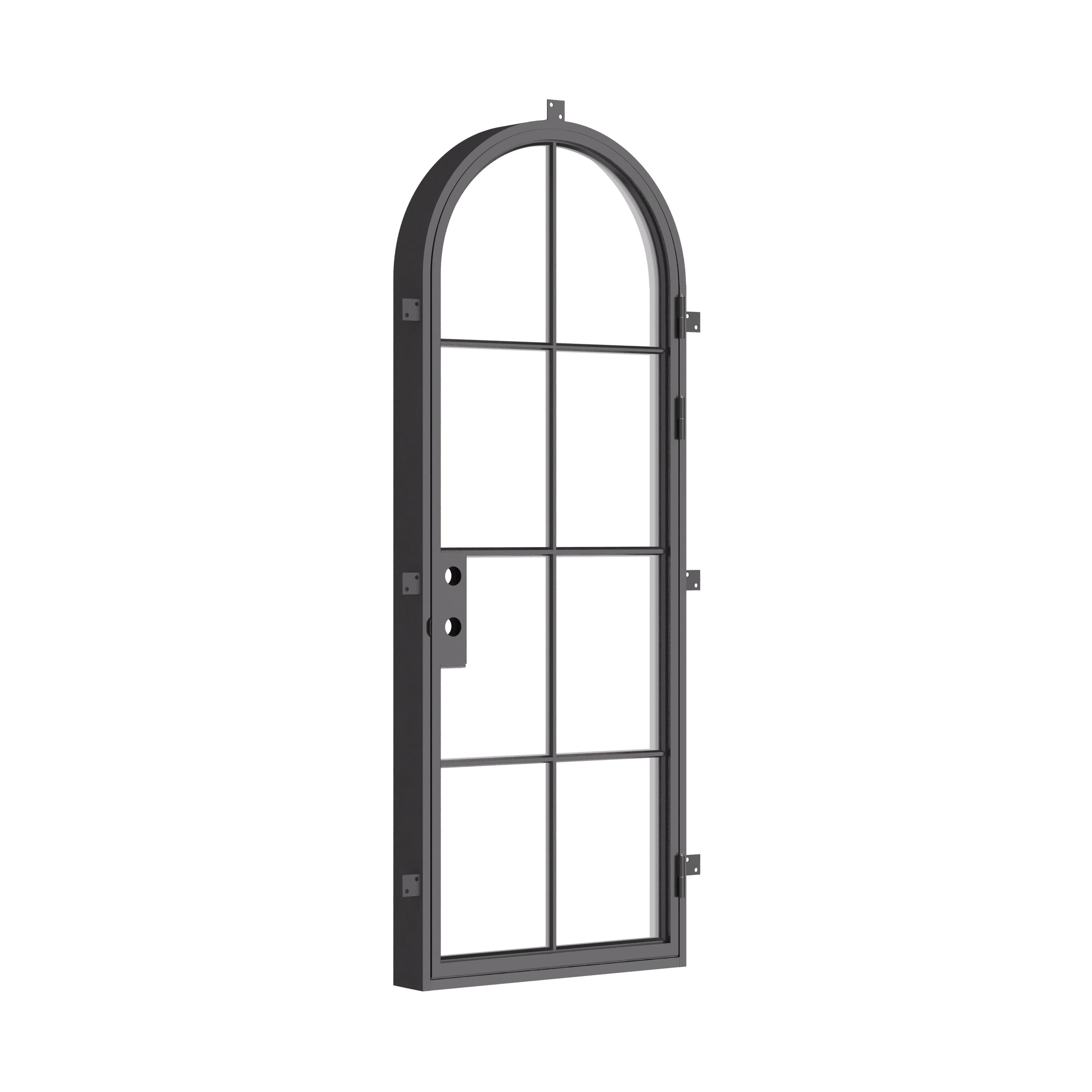Modern arched entry door with insulated steel frame