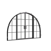 oversized full arch steel double doors with sidelights and energy-efficient core