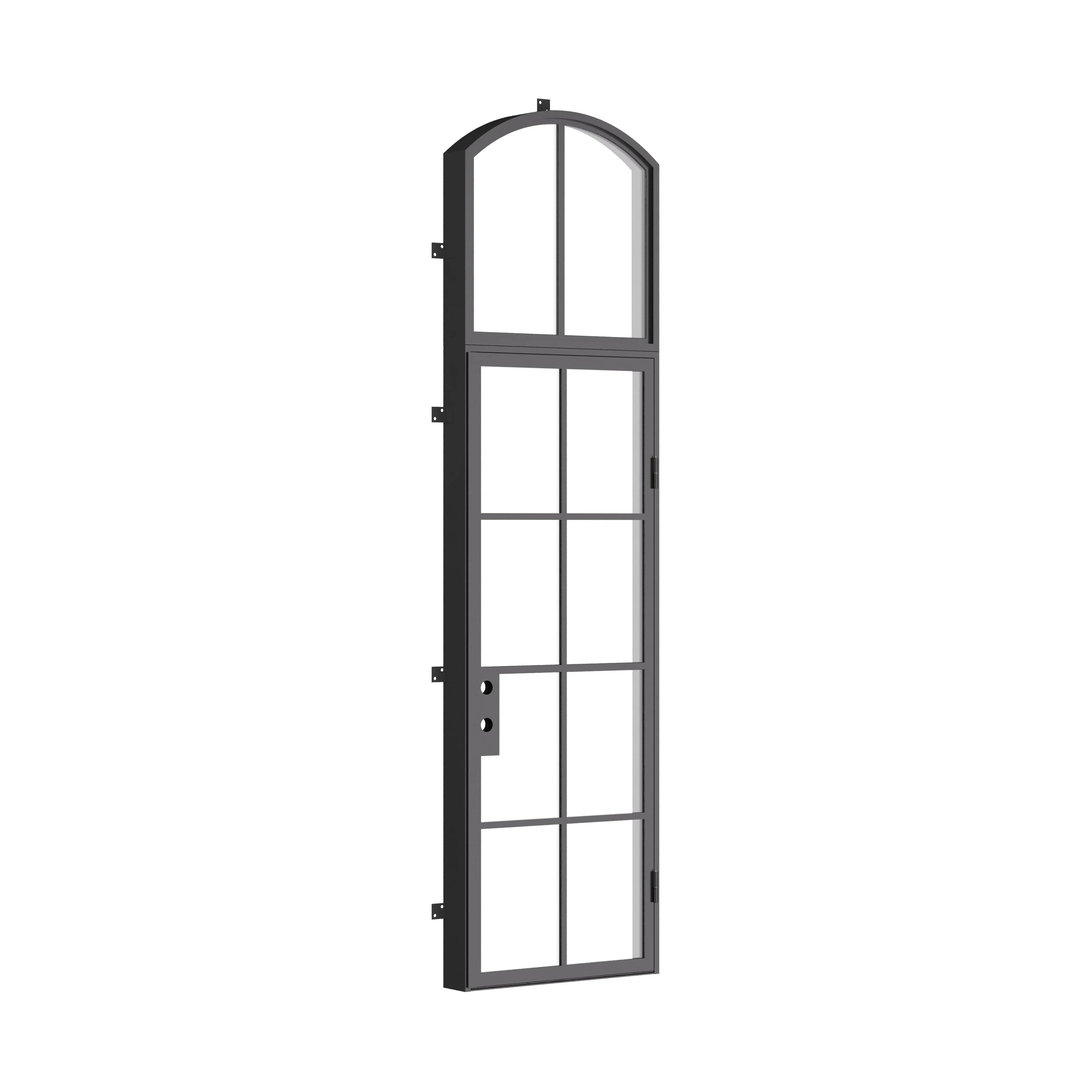 single steel door with arch top glass and thermal barrier