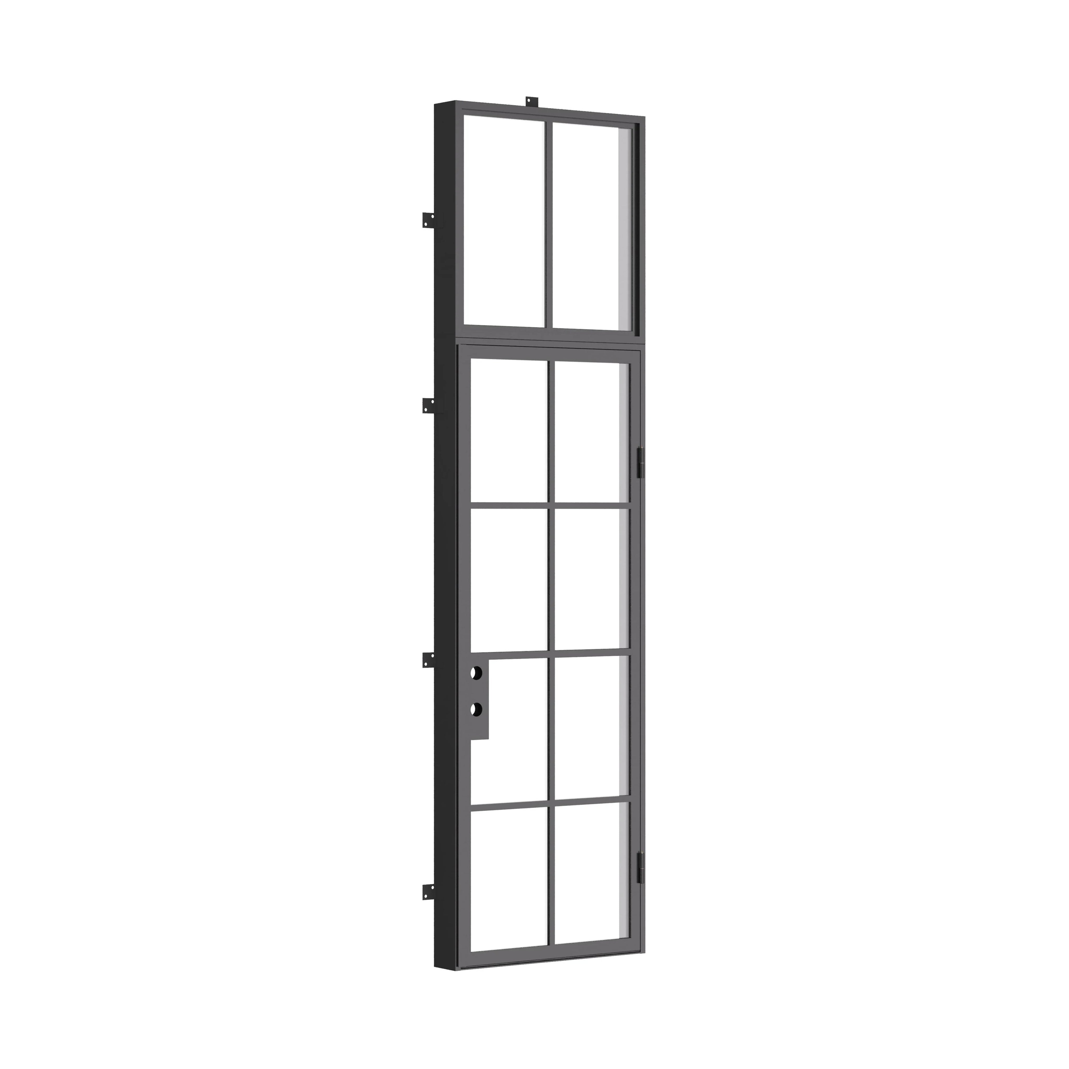 single steel door with rectangular transom and thermal barrier