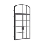Double flat prehung steel entry doors with mini arch top light, cold-rolled frame construction
