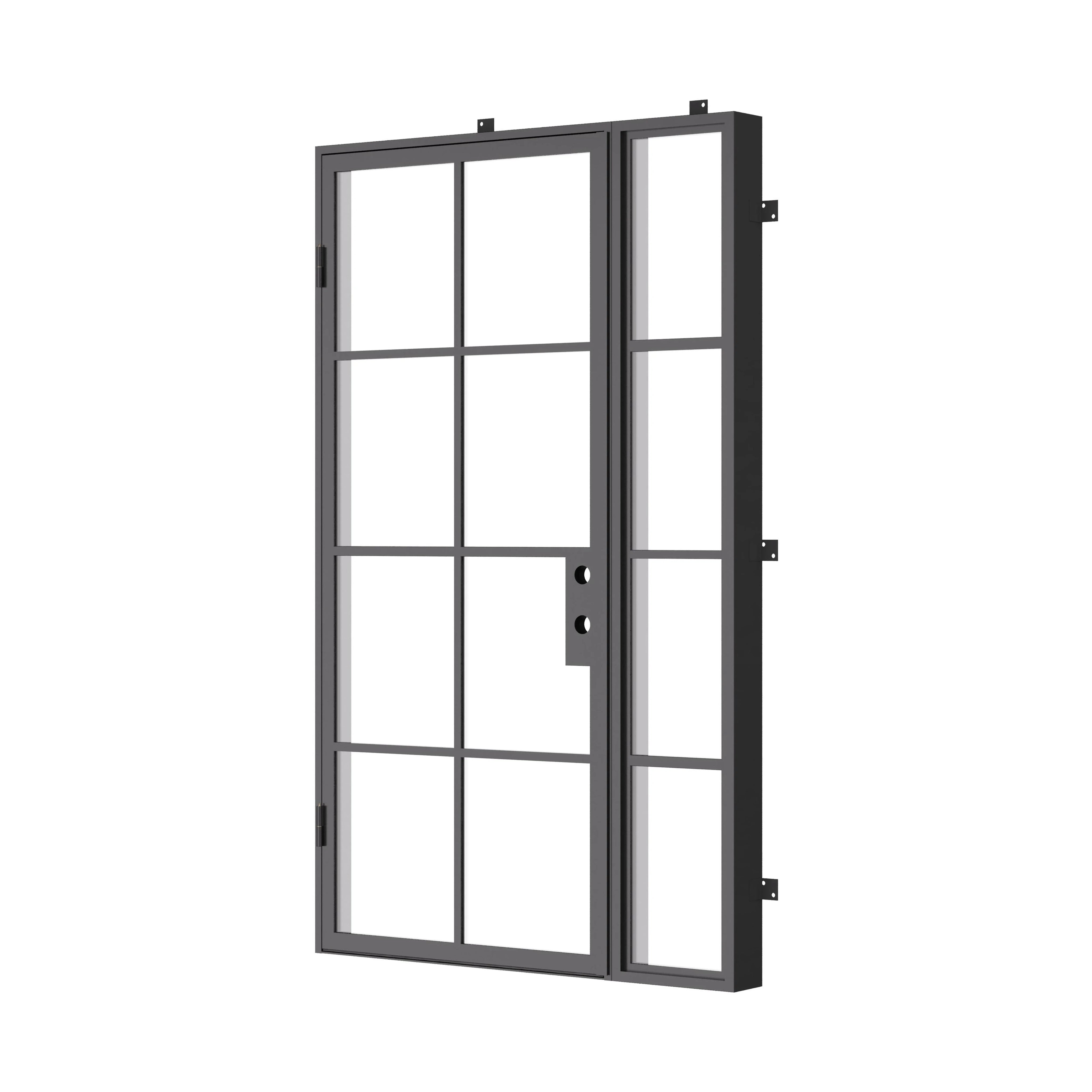exterior single flat door with right glass panel and energy-efficient core