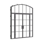 Air 5 double flat front door with sidelights and arch transom, dual-pane tempered glass