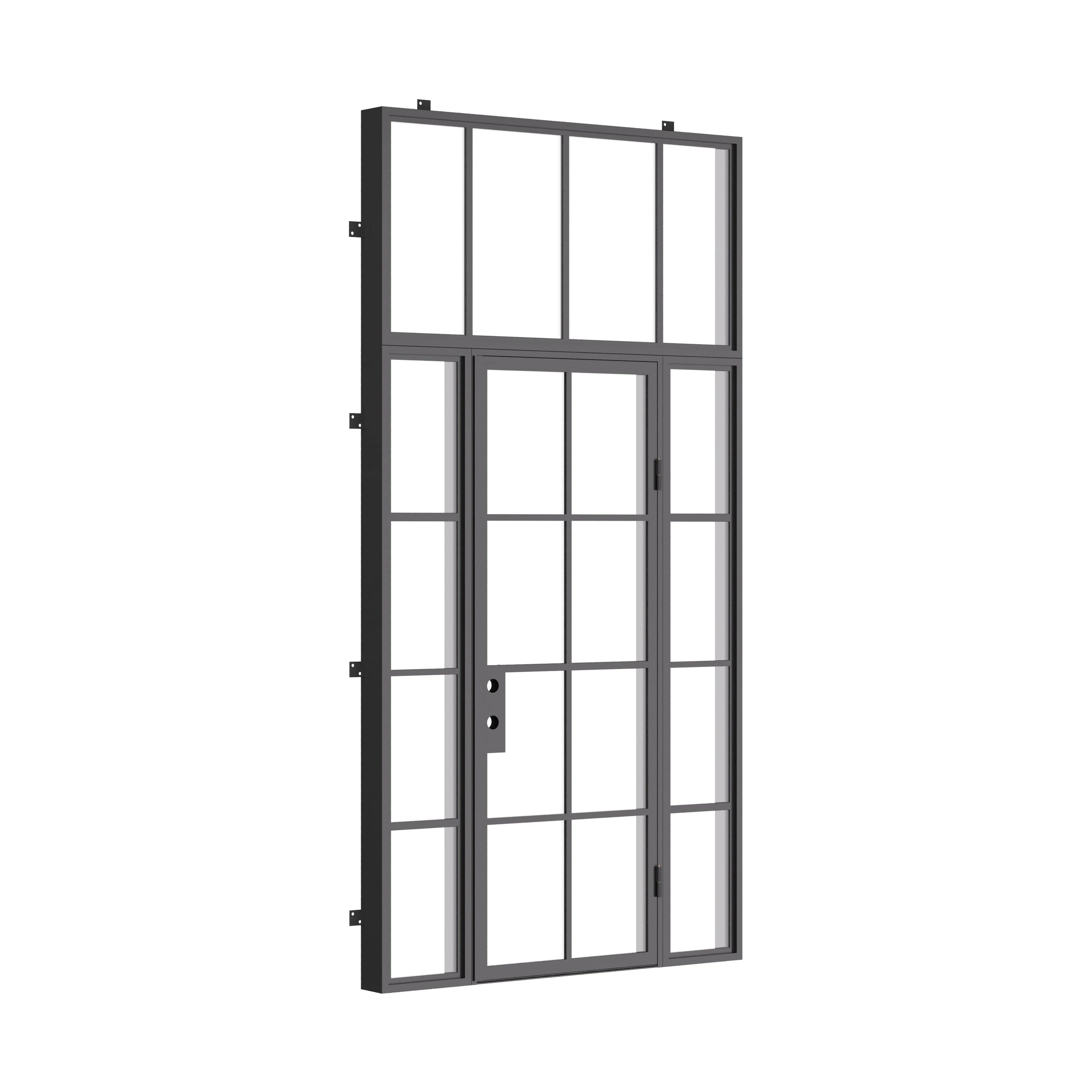 exterior single door with sidelights and transom and thermal barrier frame