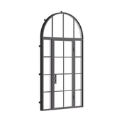 Air 5 single flat architectural steel exterior door with side windows and full arch lite