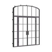 Air 5 double flat architectural steel exterior door with side windows and mini arch lite