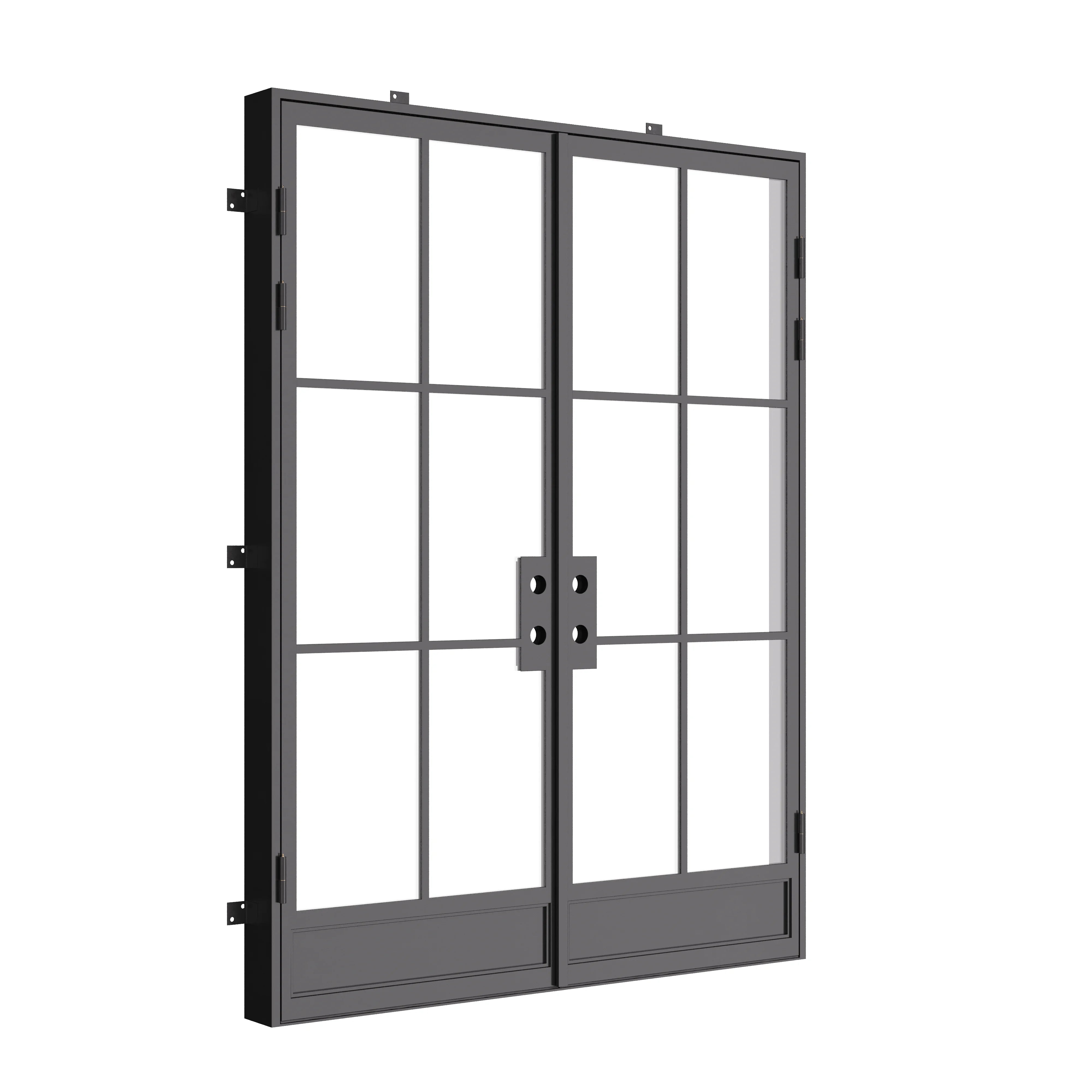 Air 7 double flat steel front doors, contemporary architectural steel entry door