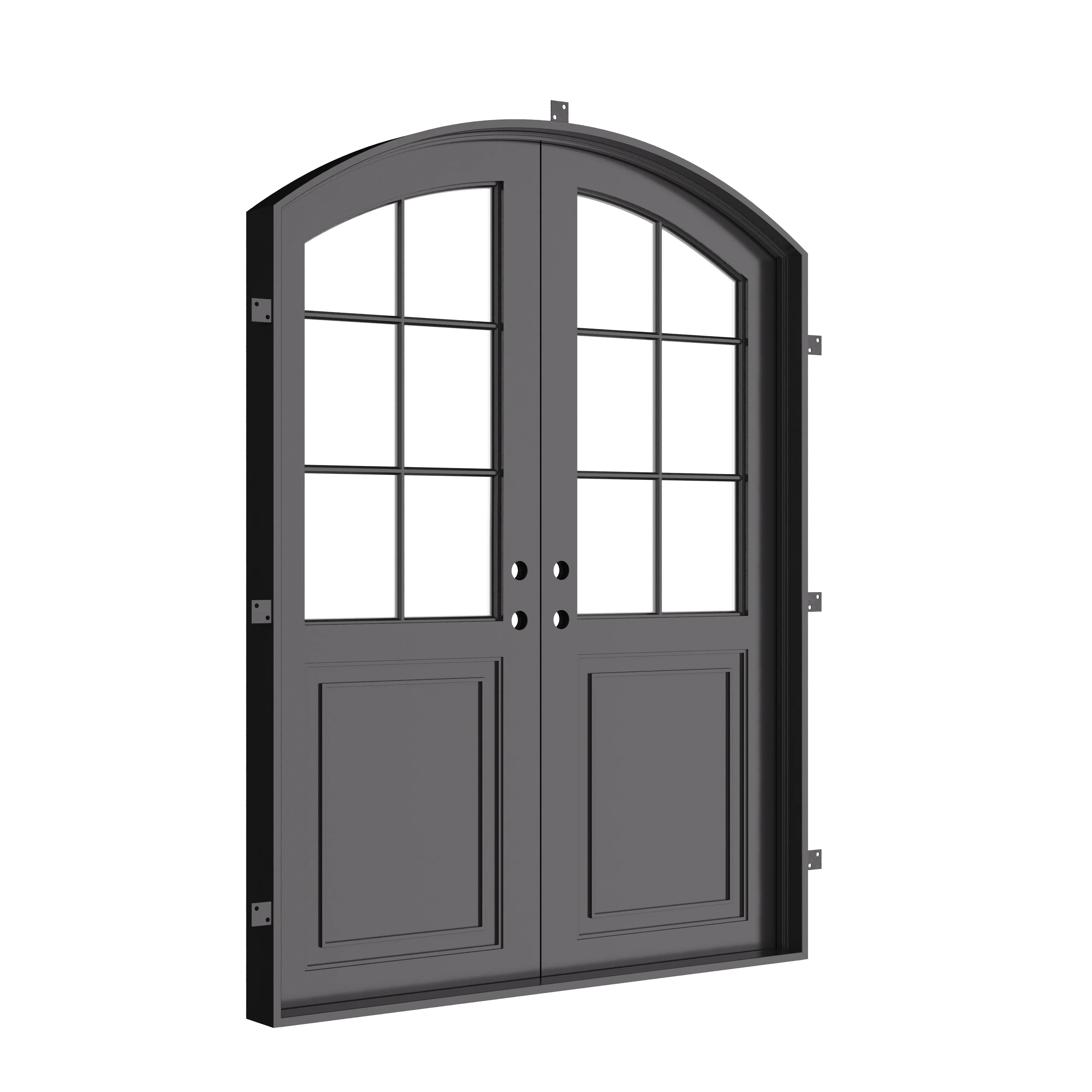 Air Getty double arch steel front doors, architectural steel exterior entry with arches