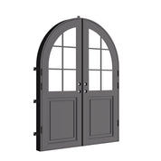 Air Getty double full arch steel front doors, luxury residential steel entry with full arches