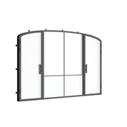 Designer steel double entry doors with mini arch center lite, Air Grand architectural steel system with Low-E glass