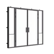 Air Grand double exterior steel door with side windows, cold-rolled galvanized steel frame and dual-pane Low-E glass