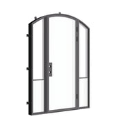 Designer steel front door with sidelights and arch design, Air Grand architectural steel system with tempered Low-E glass