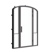 Designer steel mini arch front door with side windows, Air Grand architectural steel system with Low-E glazing