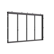 Architectural center split bi-fold steel door system.