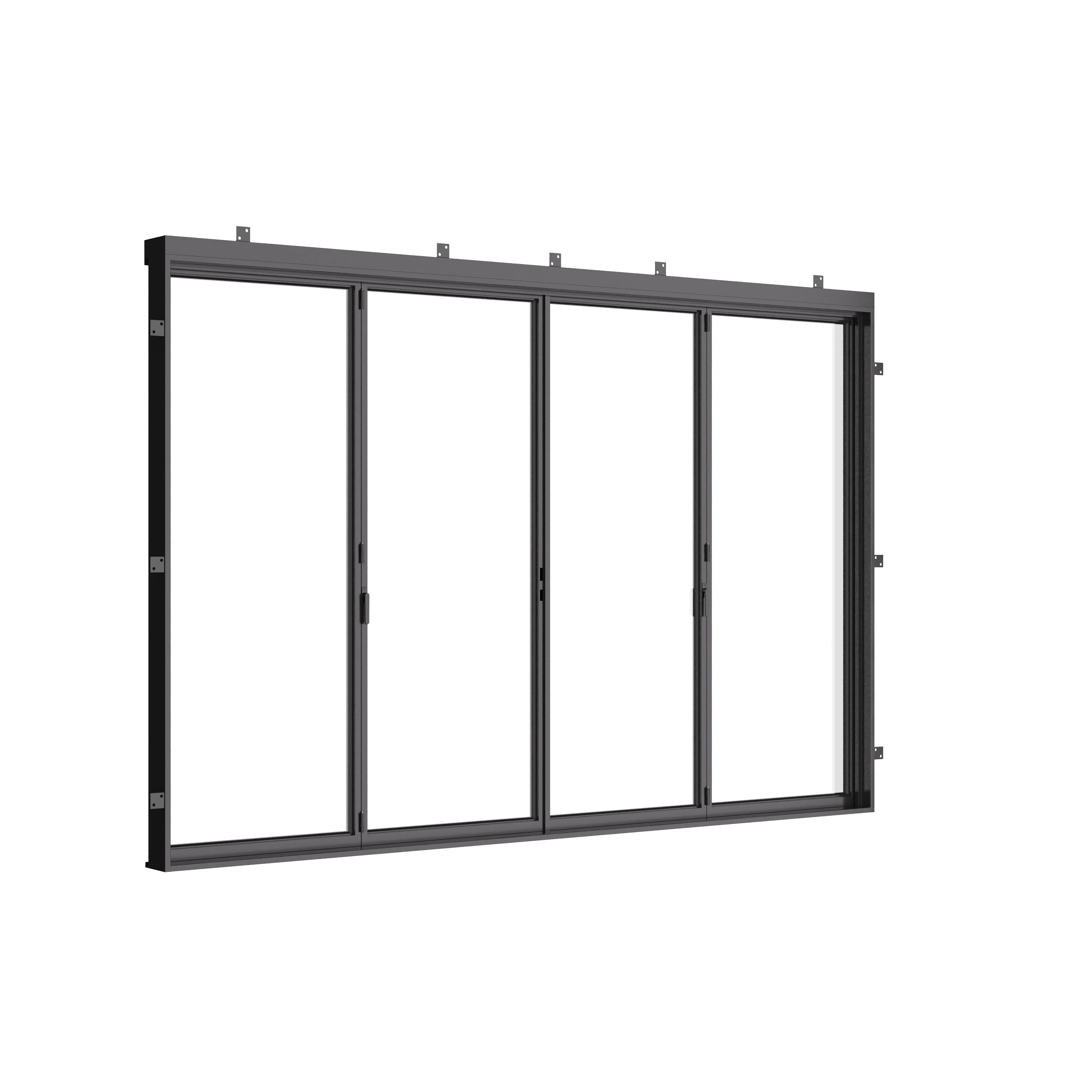 Architectural center split bi-fold steel door system.