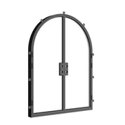 Pre-hung double arch steel door system with insulated glass.
