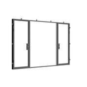 Exterior dual single steel doors with insulated glazing.