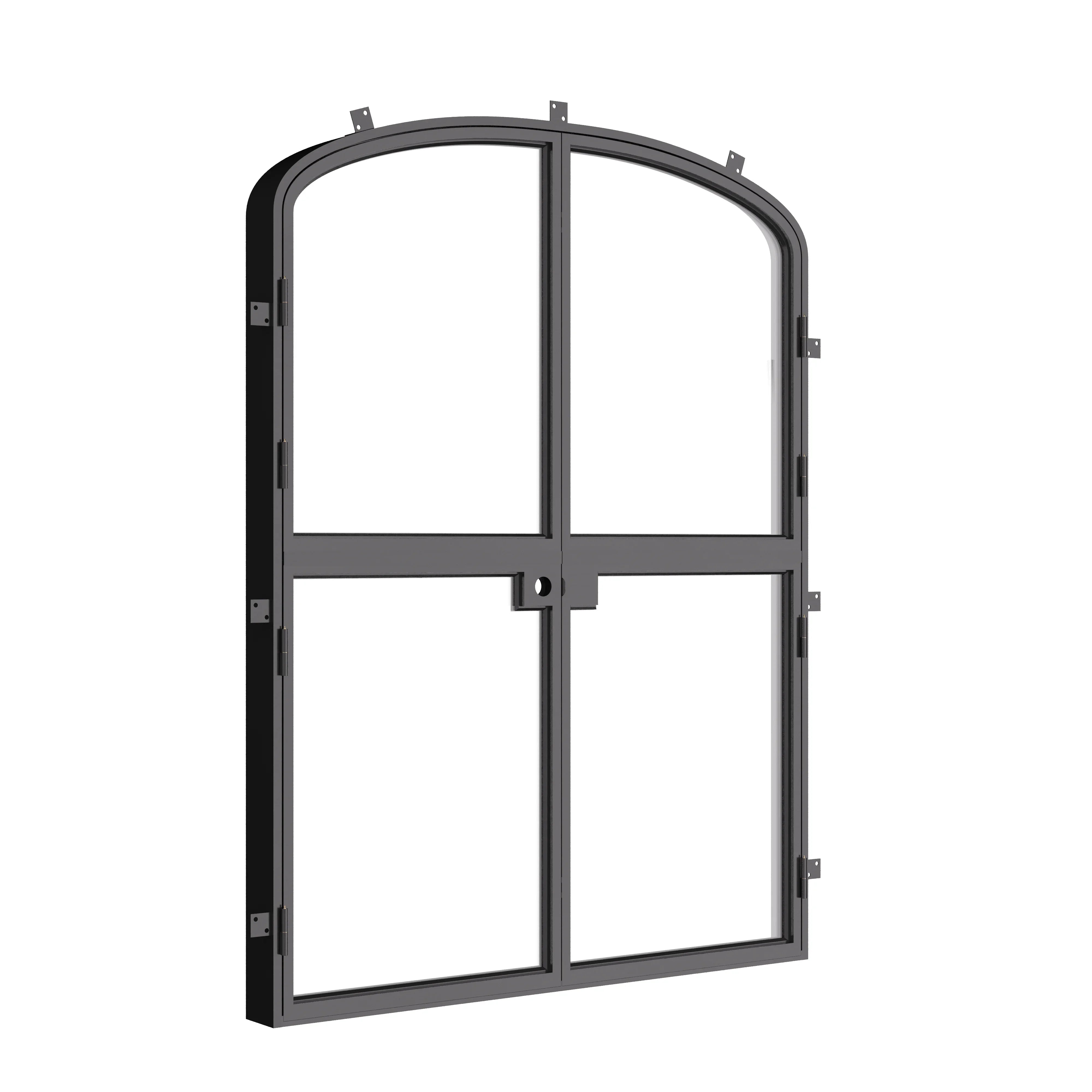 Exterior double Dutch steel doors with curves.