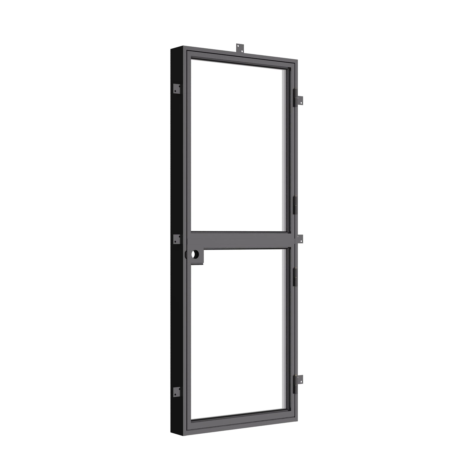 Dutch flat architectural steel door with insulated glazing.