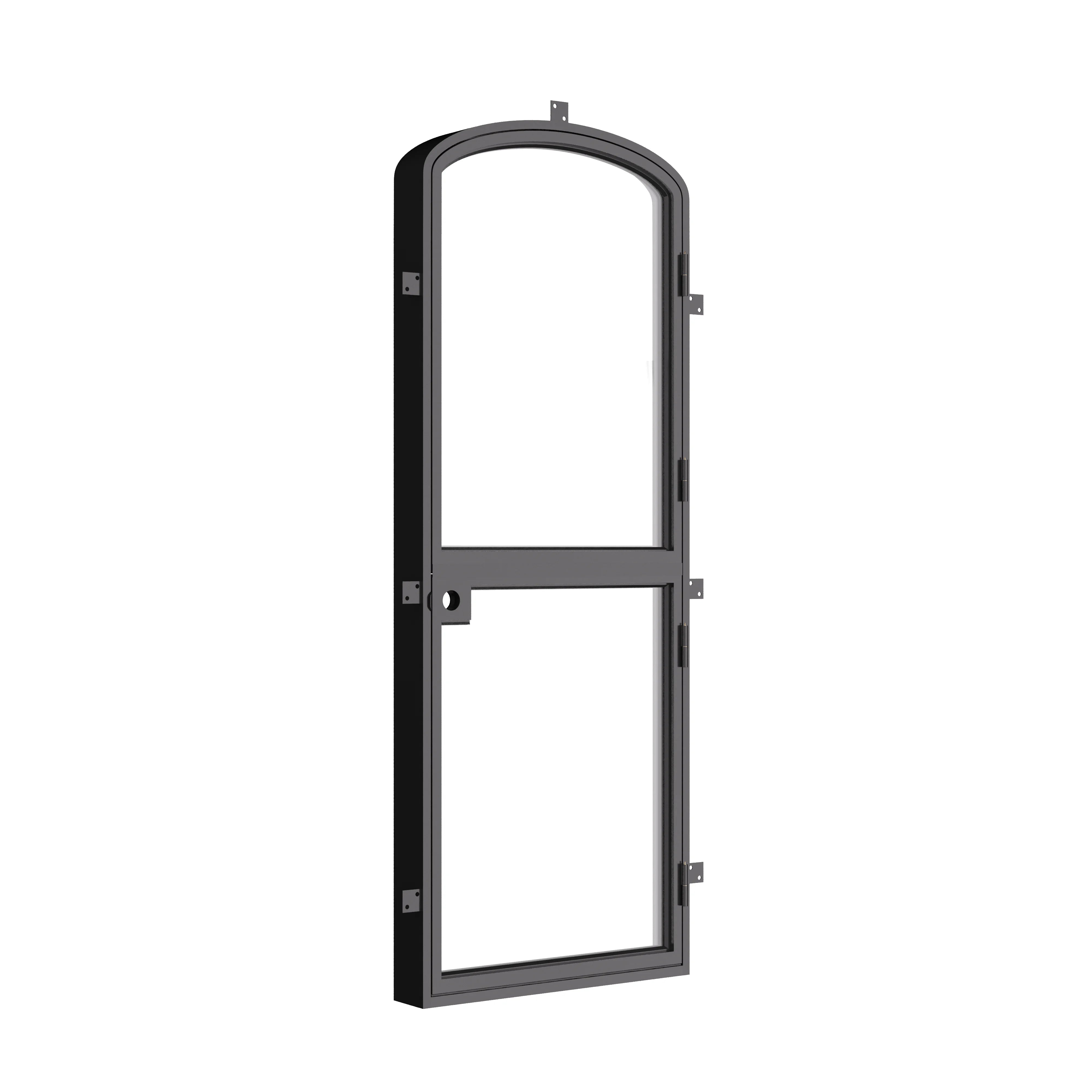 Cold-rolled Dutch door with curved top profile.