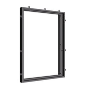 Cold-rolled steel pivot door emphasizing proportion and scale.