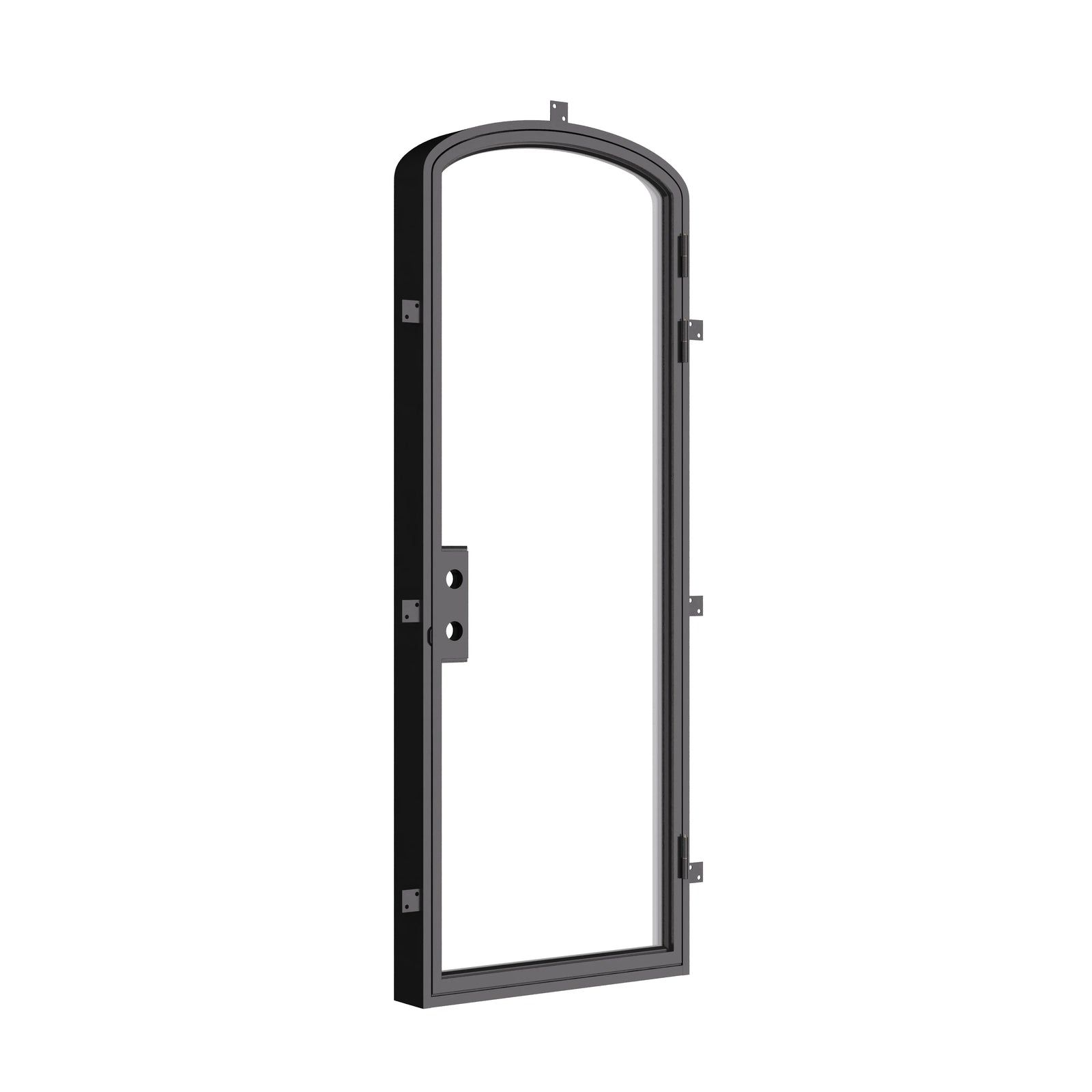 Pre-hung mini arch steel door with narrow sightlines.