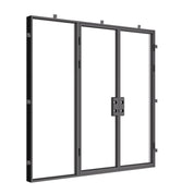 Exterior double flat steel doors with right sidelight.
