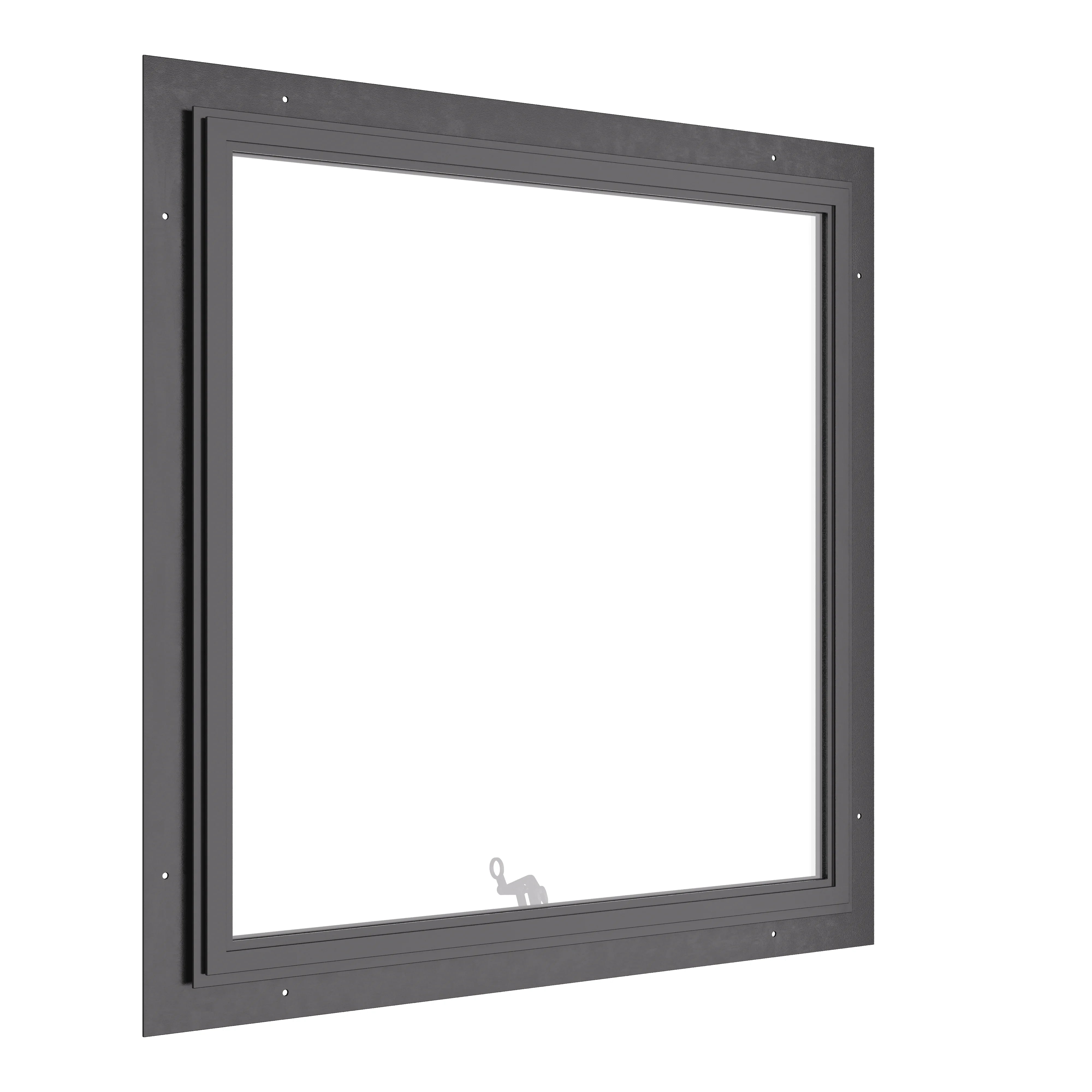 Thermally broken awning steel window, square, ring pull, cold-rolled steel, black, tempered Low-E glass