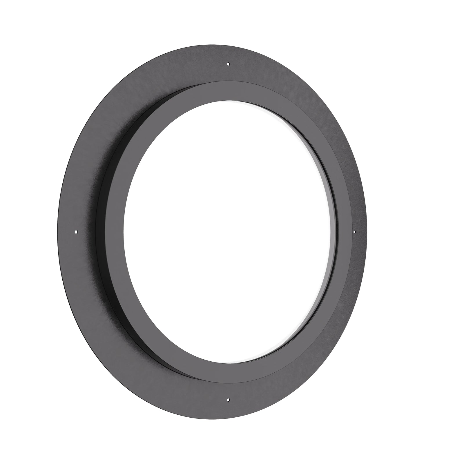 round steel picture window detail with slim frame and insulated glass