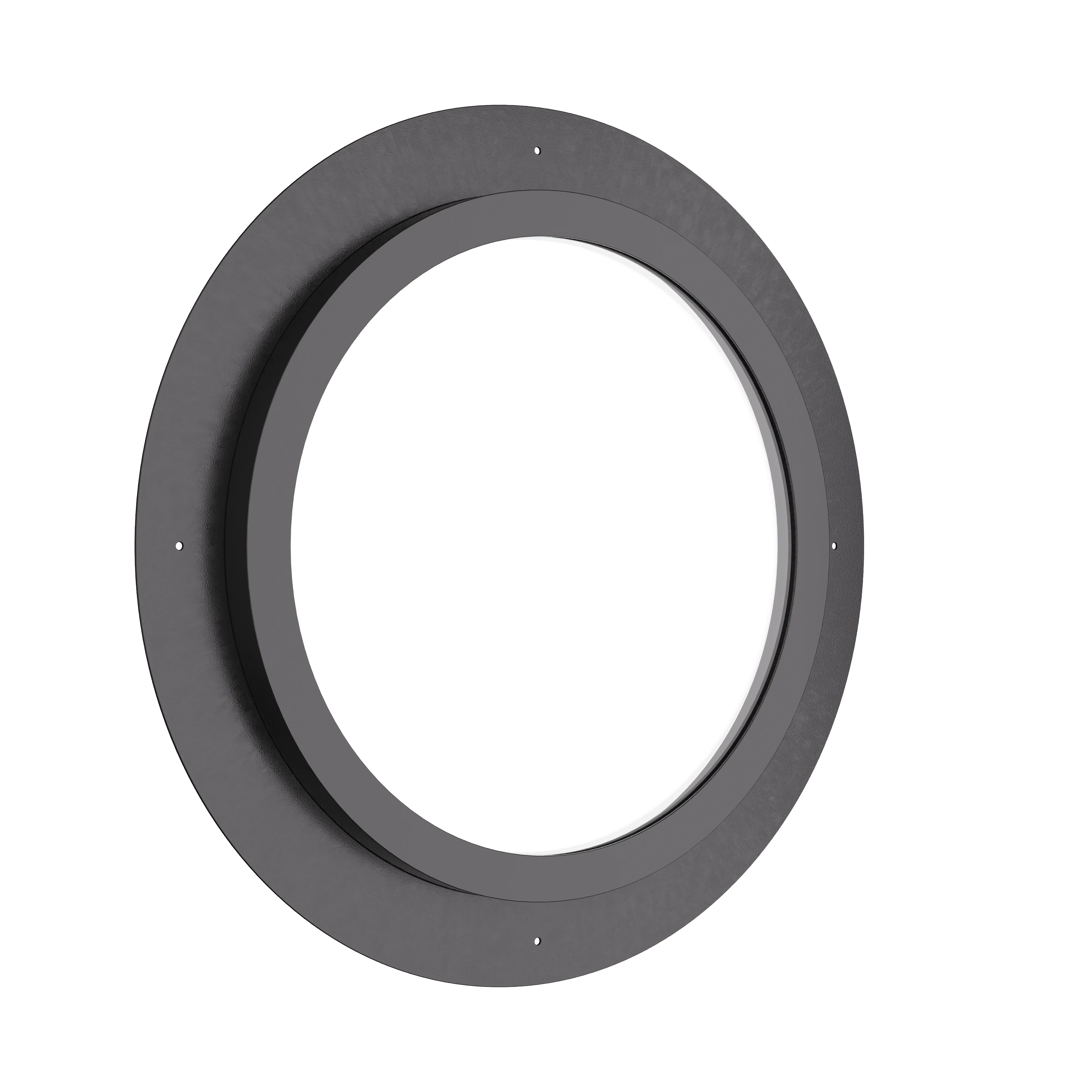round steel picture window detail with slim frame and insulated glass
