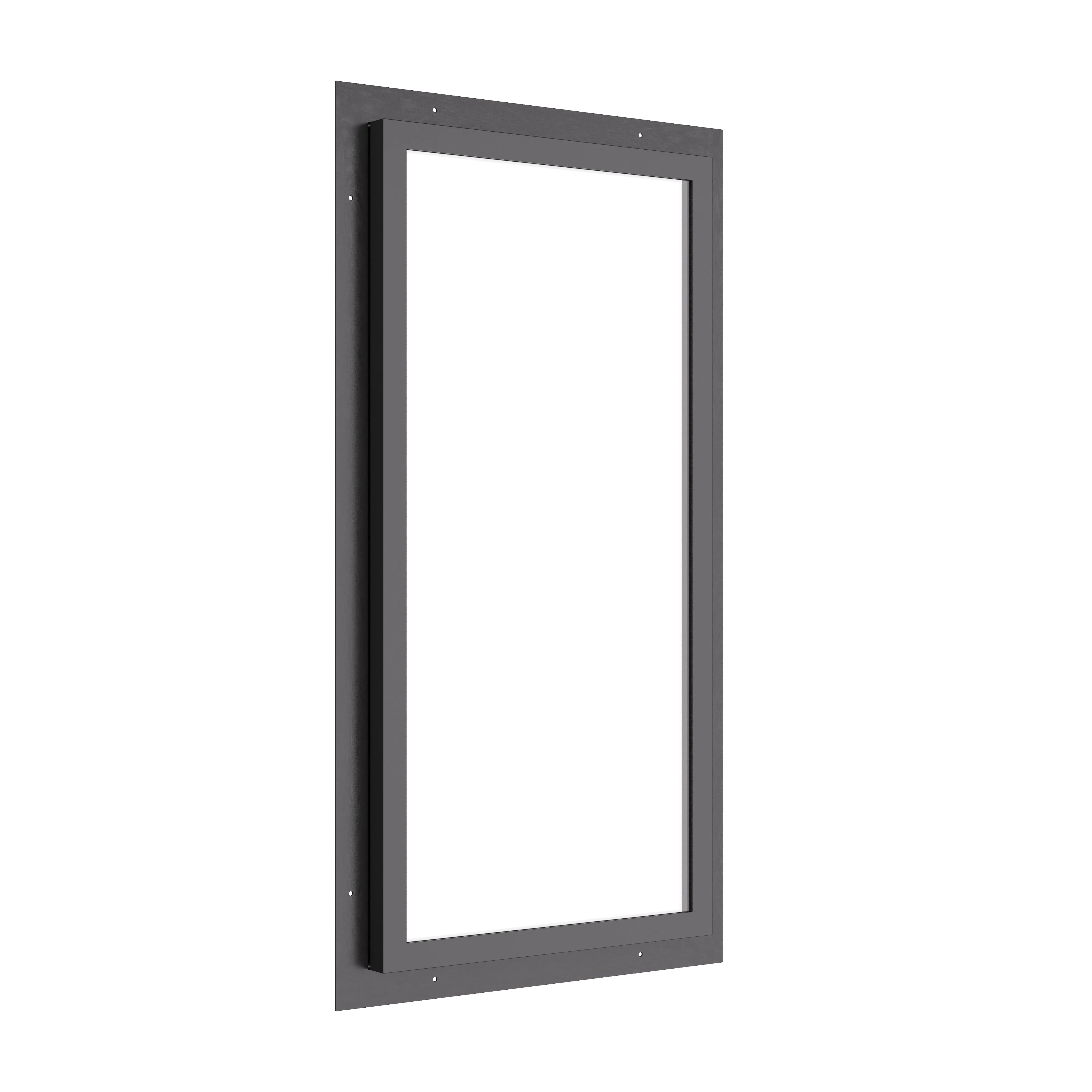 vertical fixed steel window with dual pane tempered glass