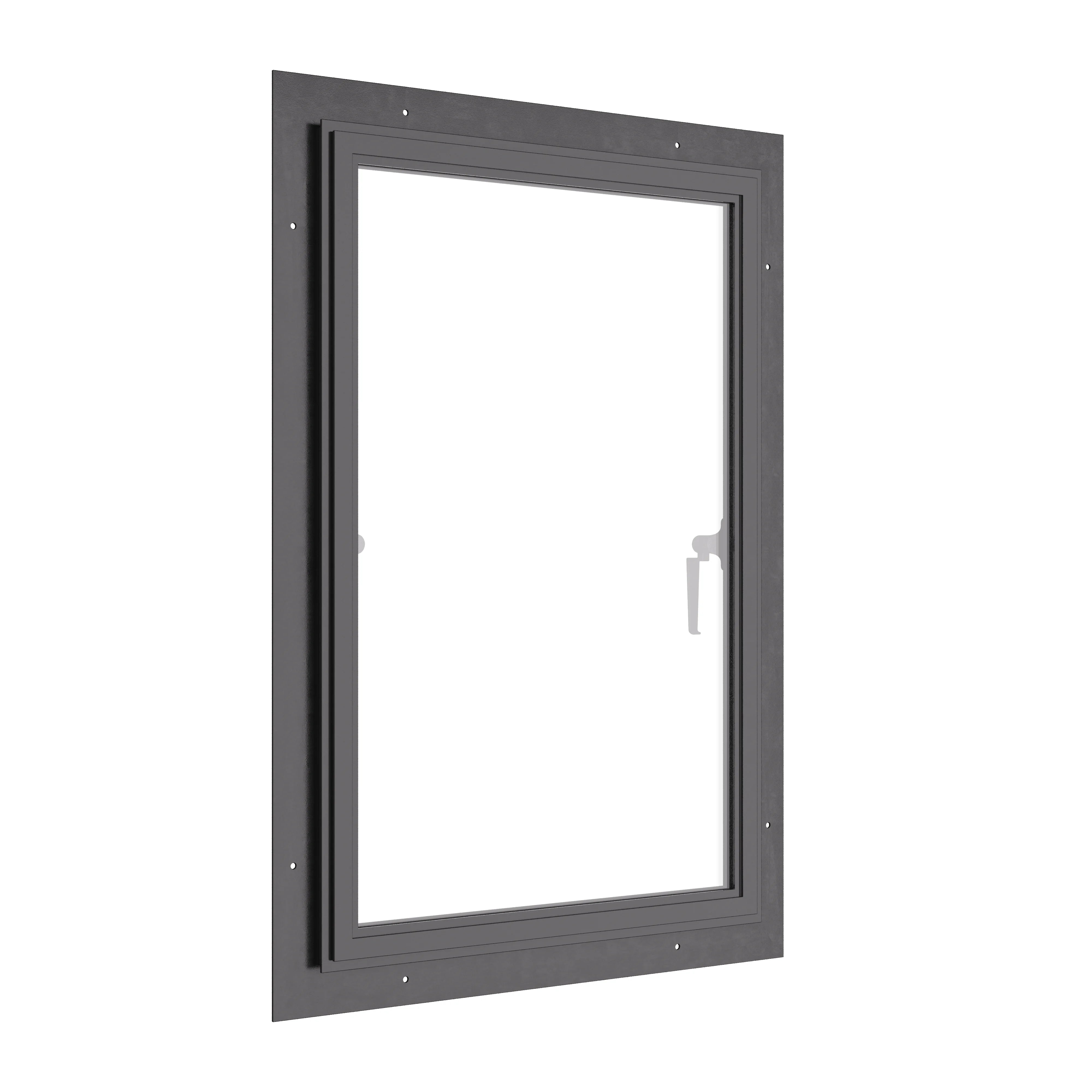 Thermally broken push-out steel window, cold-rolled galvanized steel, black, tempered Low-E glass