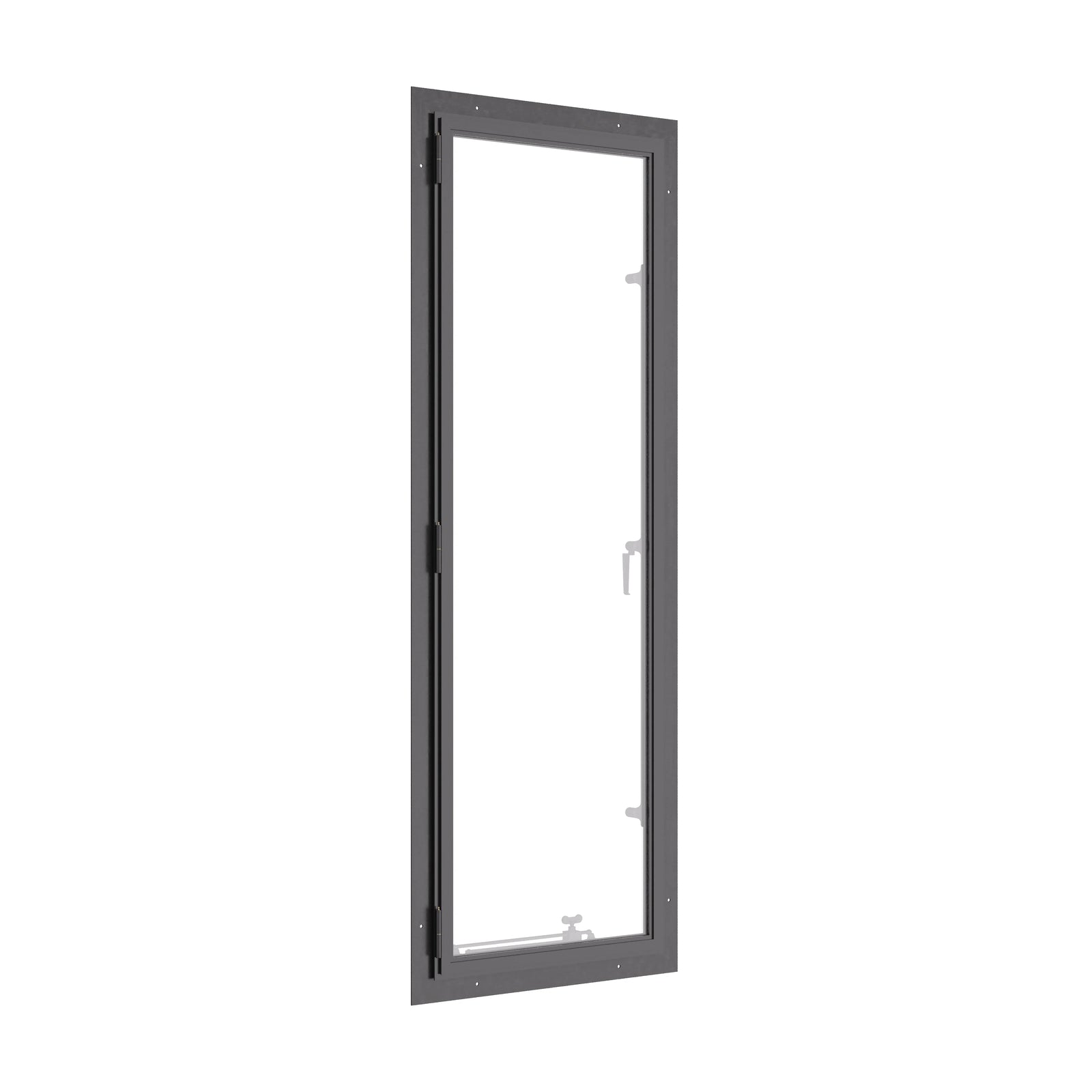 Thermally broken single casement steel window, portrait, cold-rolled steel, black, tempered Low-E glass