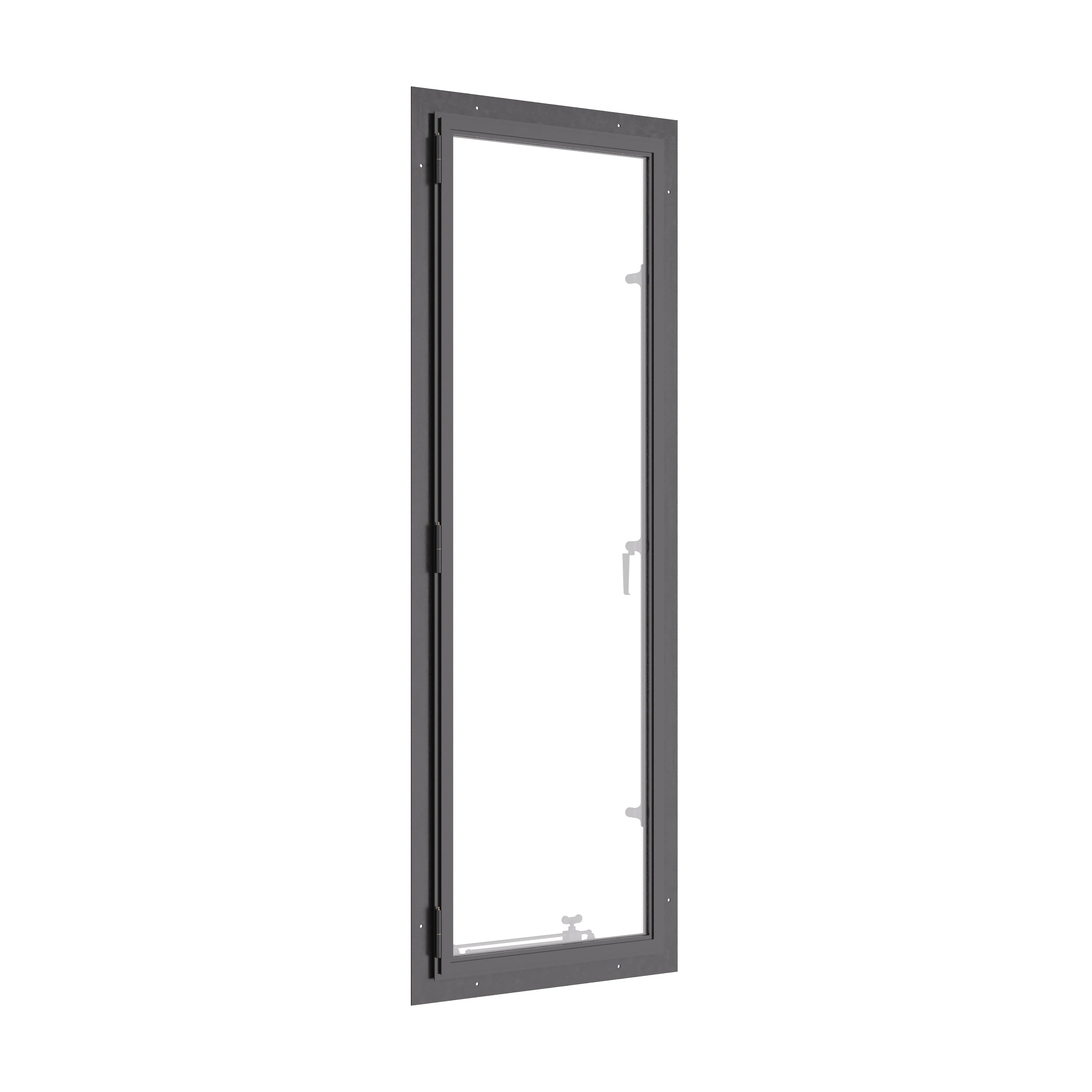 Thermally broken single casement steel window, portrait, cold-rolled steel, black, tempered Low-E glass