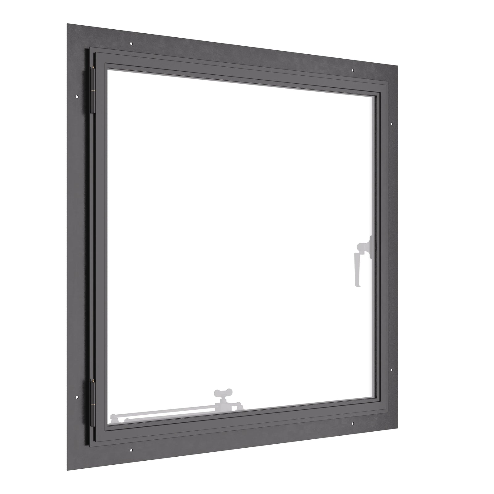 Thermally broken single casement steel window, square, cold-rolled steel, black, tempered Low-E glass