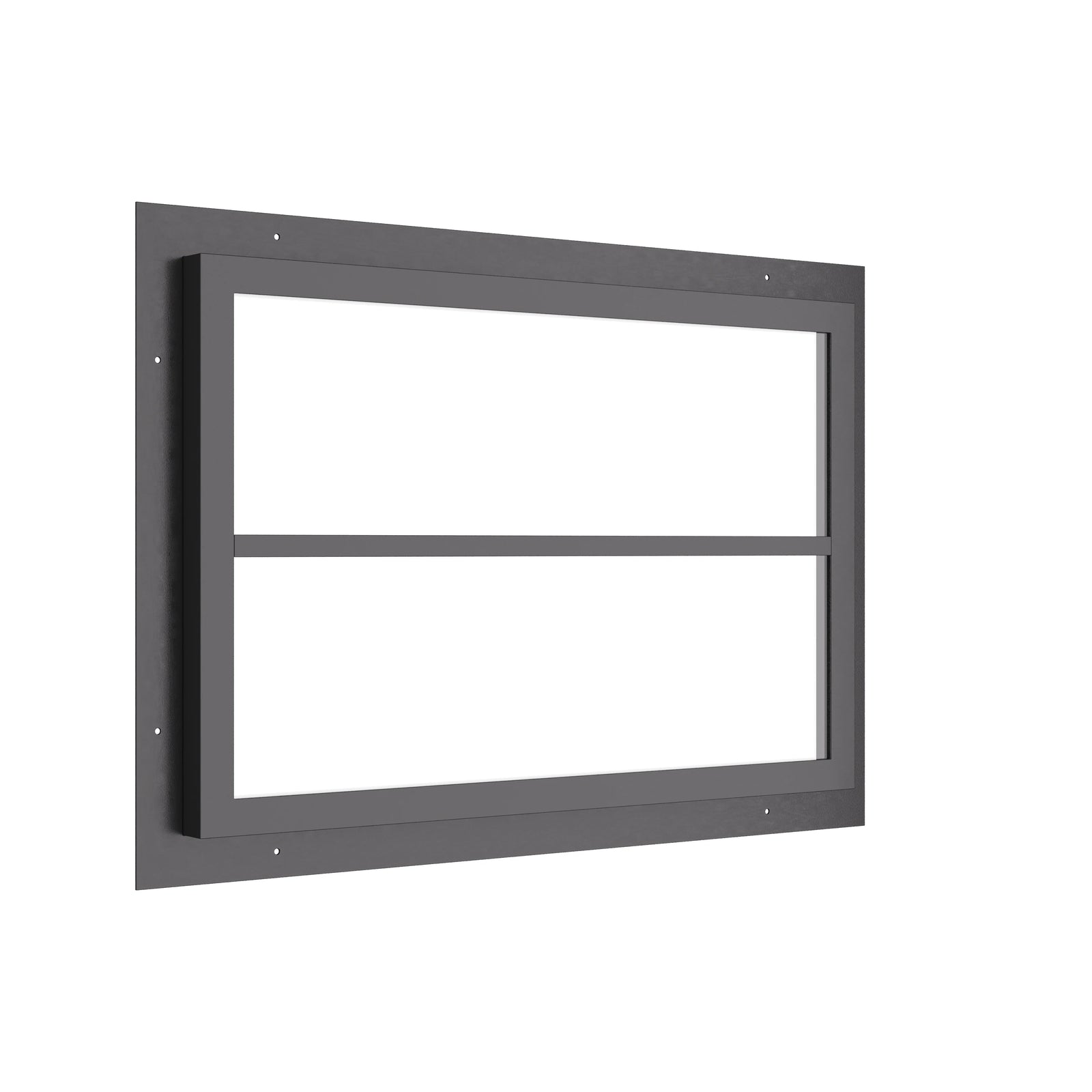 landscape steel window with 0V 1H grid pattern and dual pane glazing