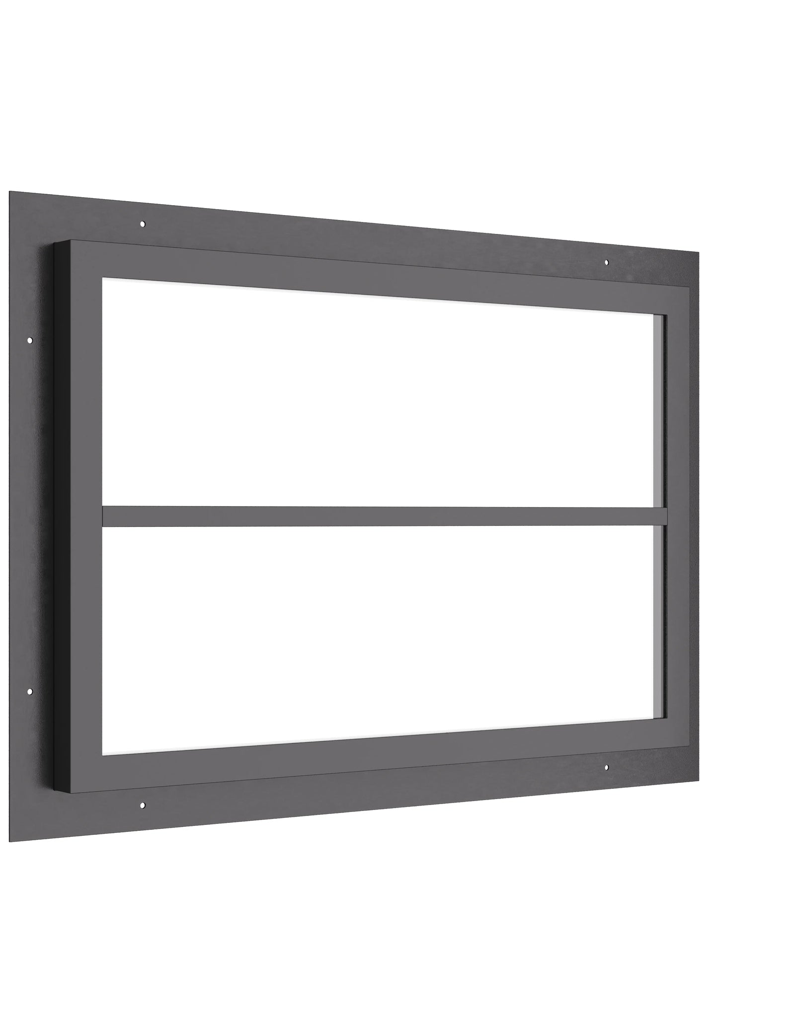 landscape steel window with 0V 1H grid pattern and dual pane glazing
