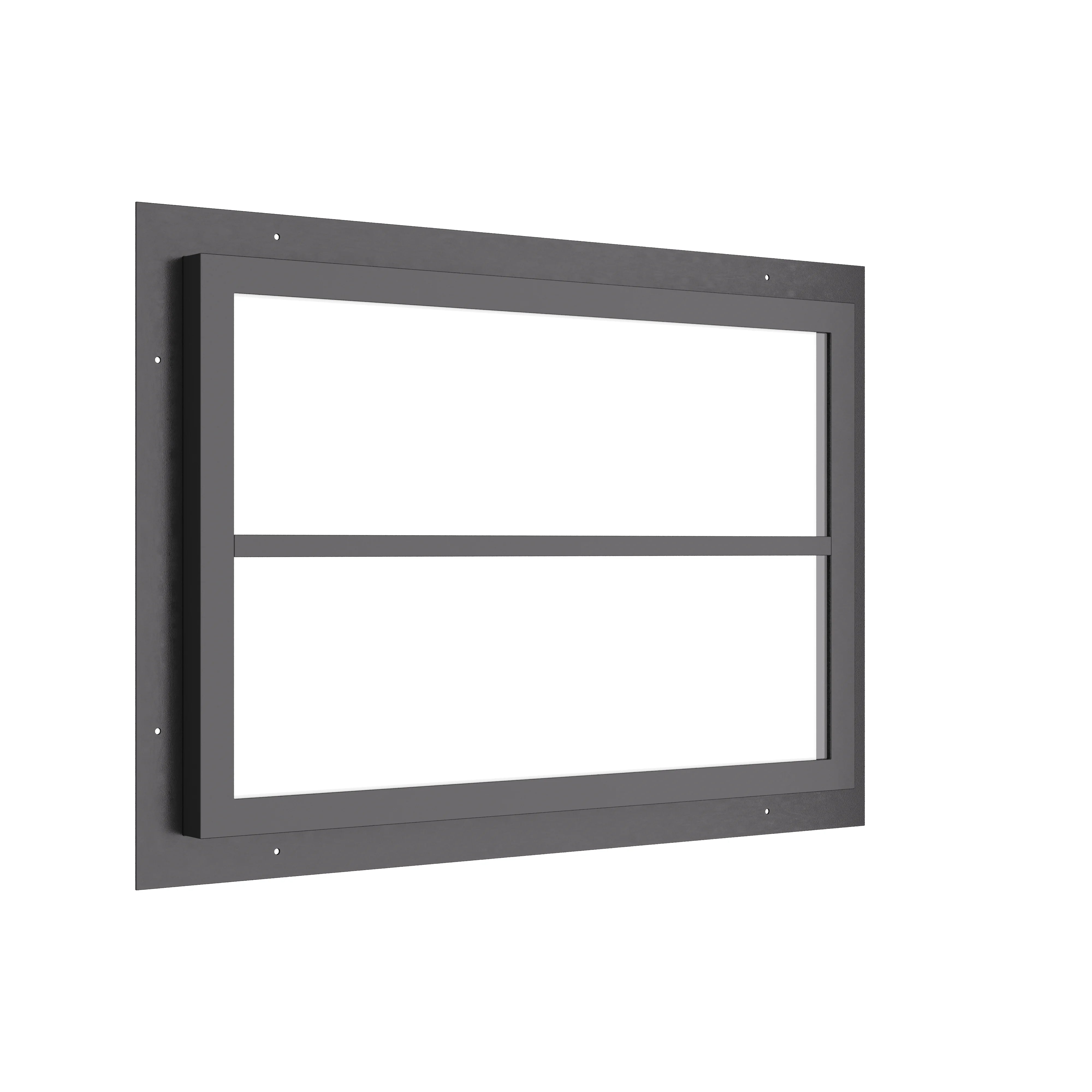 landscape steel window with 0V 1H grid pattern and dual pane glazing
