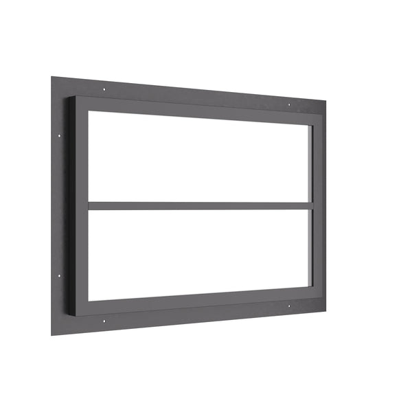 landscape steel window with 0V 1H grid pattern and dual pane glazing